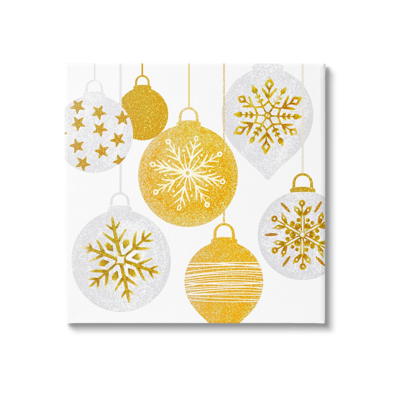 Stupell Industries Glimmering Hanging Christmas Baubles Canvas Wall Art